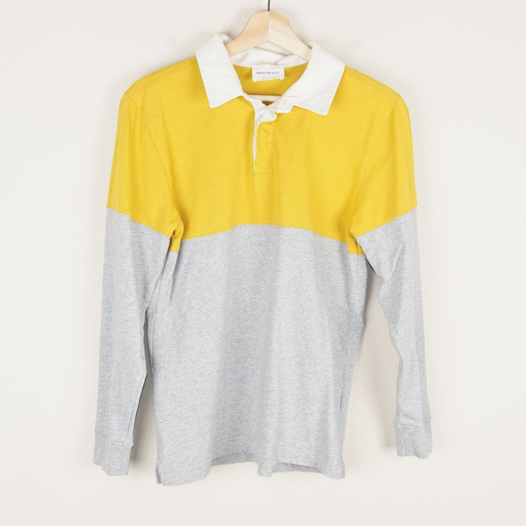 Norse Project Ruben Polo Yellow Gray Colorblock Long Sleeve Shirt Mens Sz S - Picture 1 of 8